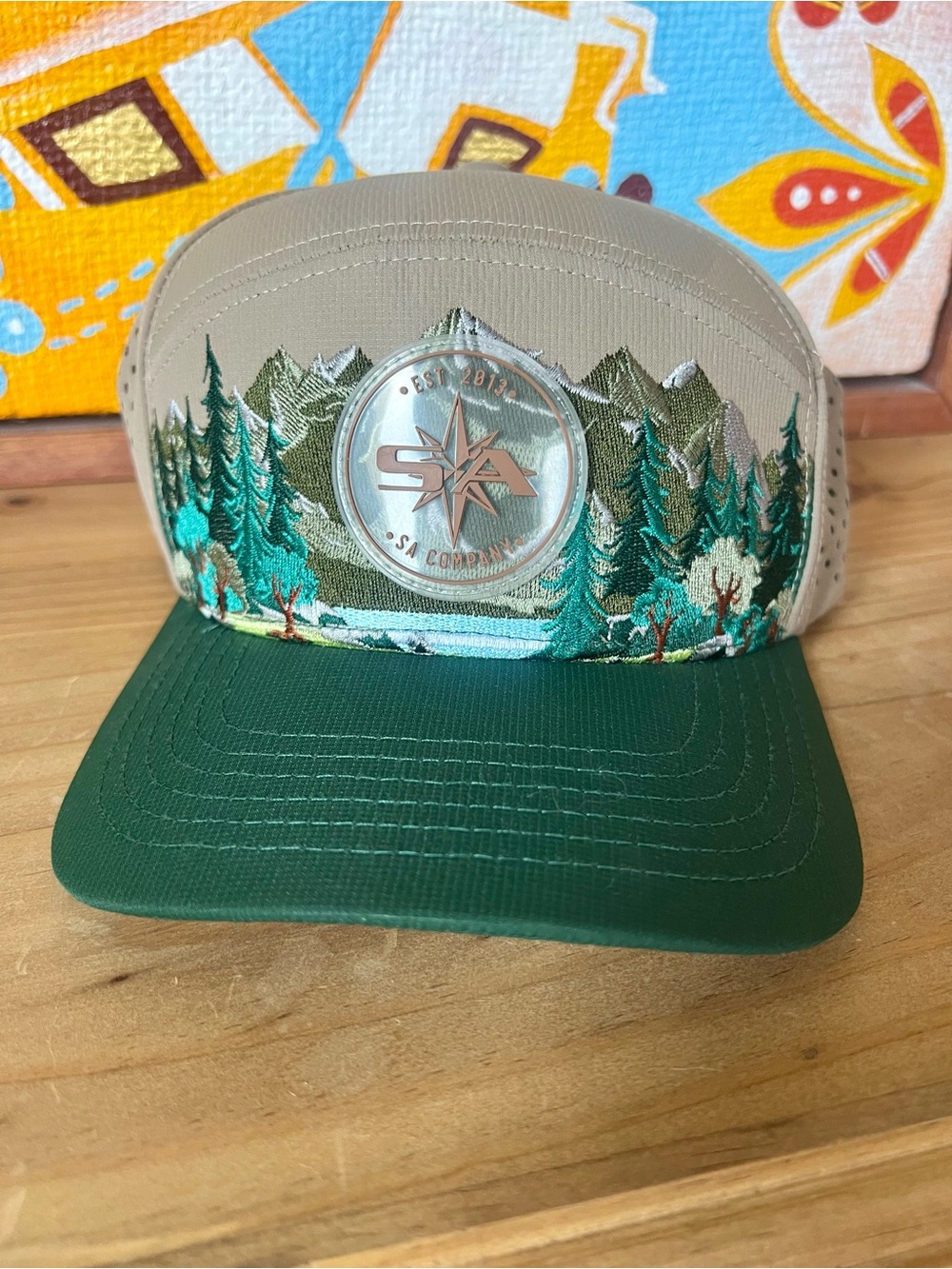 Performance Snapback Cap - Tan & Green - Picture 2 of 6
